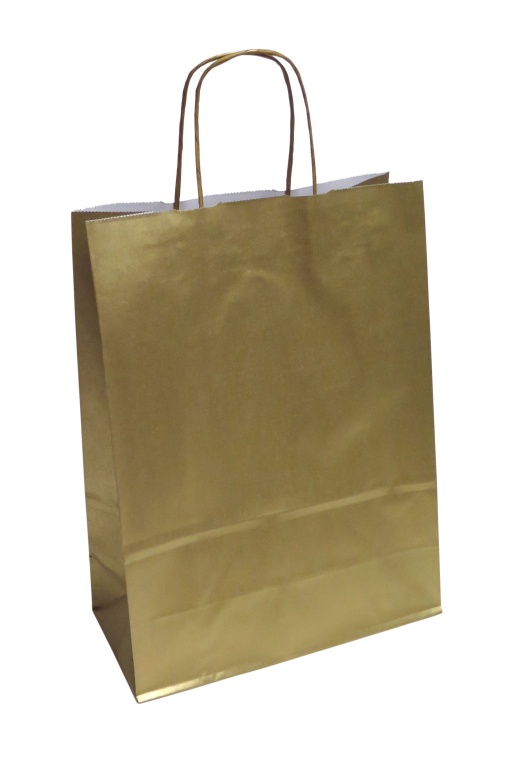 Saco de Papel Asa Torcida 122 Ouro 27x12x37cm