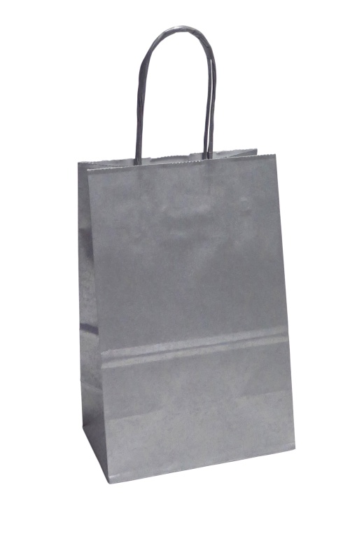 Saco de Papel Asa Torcida 123 Prateado 14x8,5x21,5cm