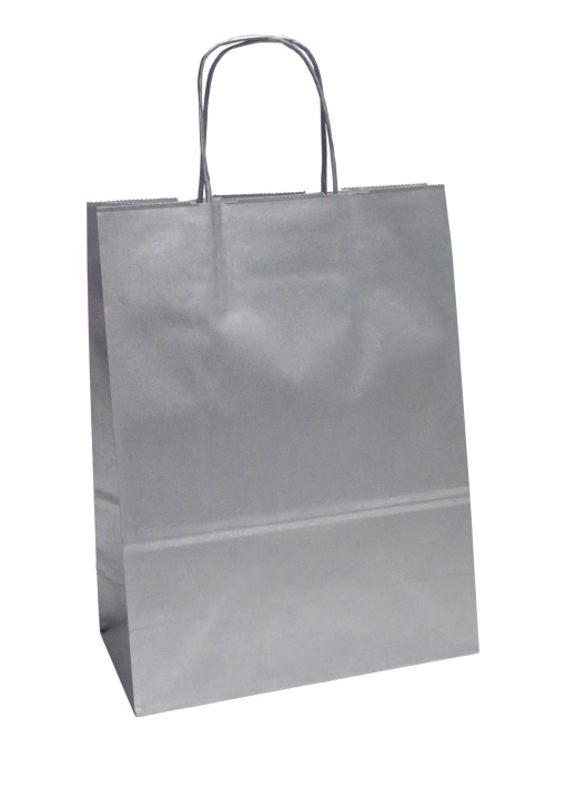 Saco de Papel Asa Torcida 123 Prateado 22x10x29cm