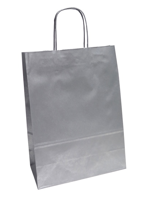 Saco de Papel Asa Torcida 123 Prateado 27x12x37cm