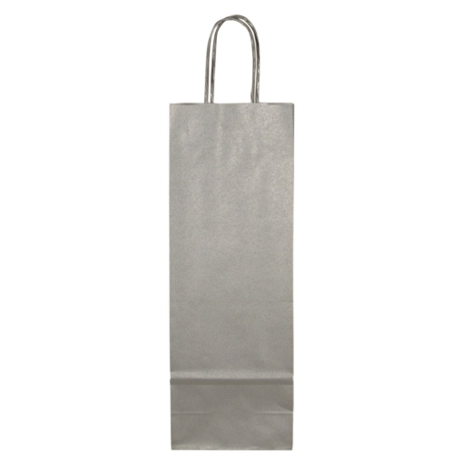 Saco de Papel Asa Torcida para 1 Garrafa Kraft Prateado 179 14x8,5x39,5cm