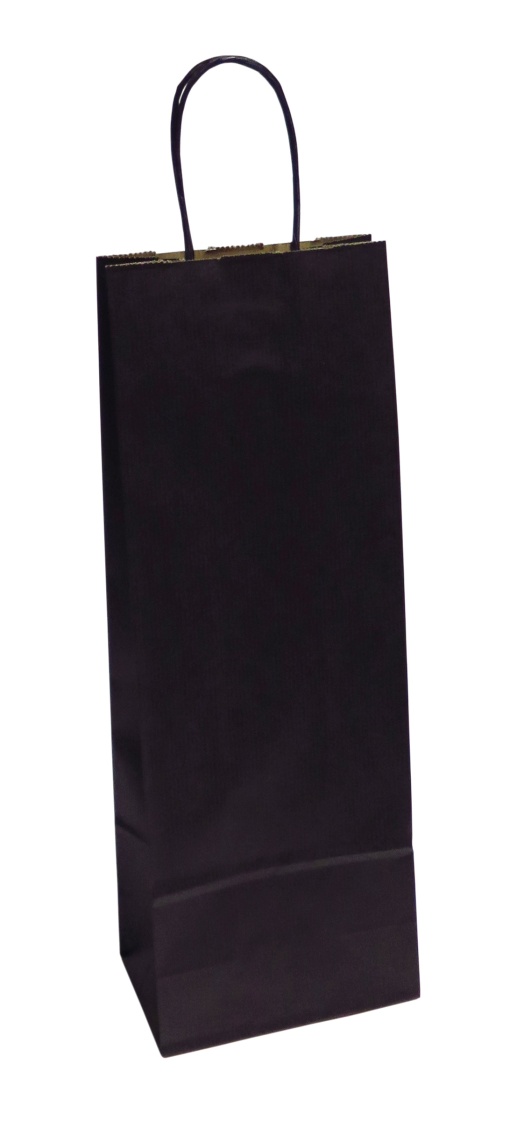 Saco de Papel Asa Torcida para 1 Garrafa Kraft Preto 143 14x8,5x39,5cm