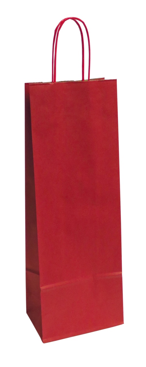 Saco de Papel Asa Torcida para 1 Garrafa Kraft Vermelho 144 14x8,5x39,5cm