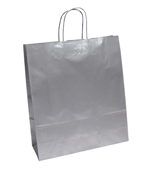 Saco de Papel Asa Torcida 123 Prateado 36x12x41cm
