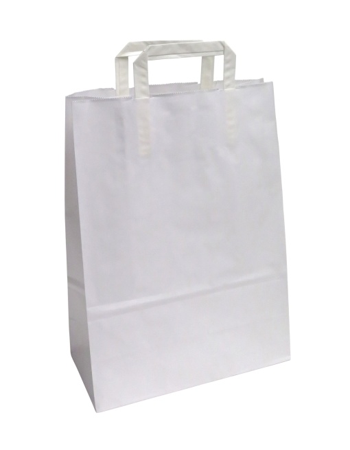 Saco de Papel Asa Plana 30 Kraft Branco 27x12x37cm