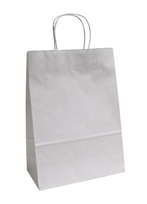 Saco de Papel Asa Torcida 35 Kraft Branco 27x12x37cm