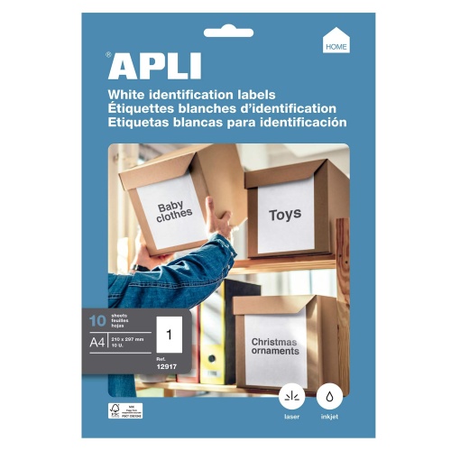 Etiquetas A4 210x297mm Branco 10 folhas APLI