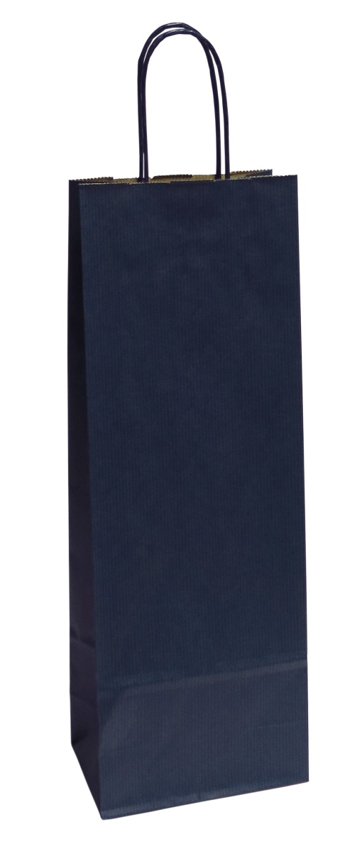 Saco de Papel Asa Torcida para 1 Garrafa Kraft Azul 145 14x8,5x39,5cm