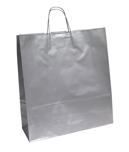 Saco de Papel Asa Torcida 123 Prateado 45x15x49cm