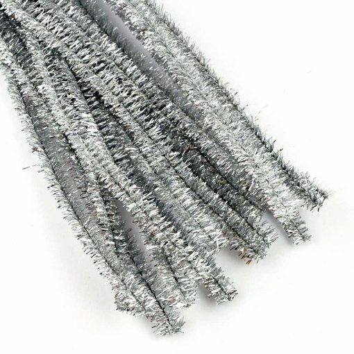 Chenille 8mmx50cm prateado metálico MEYCO - 10 unidades