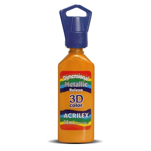 Tinta Dimensional Metallic ACRILEX Relevo 3D Laranja 517 35ml