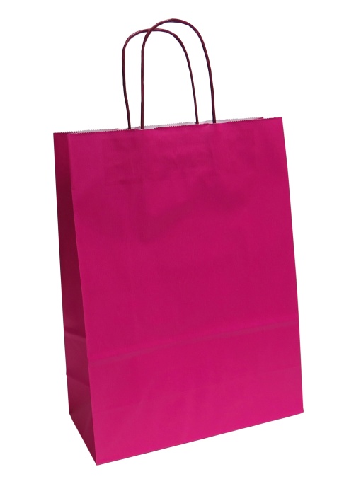 Saco de Papel Asa Torcida 50 Fúcsia 27x12x37cm