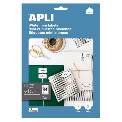 Etiquetas A4 48,5x25,4mm Branco 10 folhas 440 unidades APLI