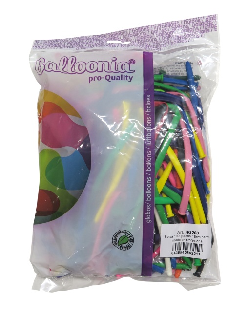 Balão de modelar profissional 15cm cores sortidas (100 unidades) BALLOONIA