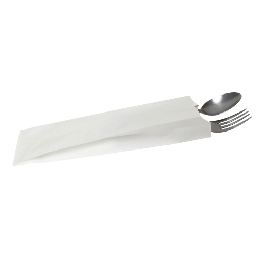Saqueta Papel Branco 8x26+4cm com Fole Talher com 200