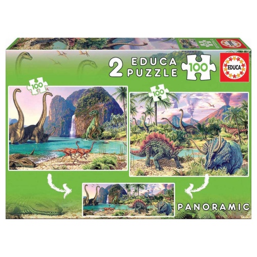 Puzzle EDUCA 2x100 peças DINO World