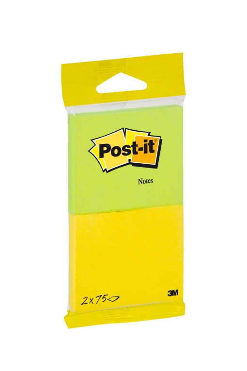 Bloco de Notas Aderentes POST-IT 6720-yg 76x63,5mm Amarelo/verde com 75 folhas com 2