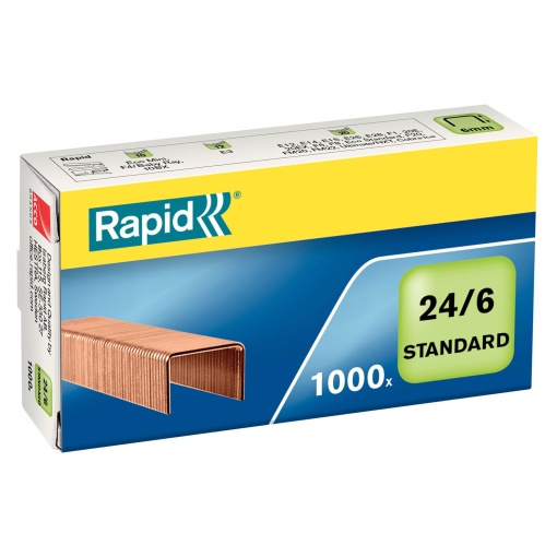 Agrafos 24/6 RAPID Standard Cobreado Caixa com 1000
