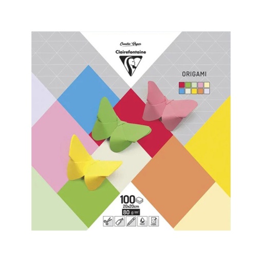Papel Origami CLAIREFONTAINE 10 Cores 20x20cm 100 folhas