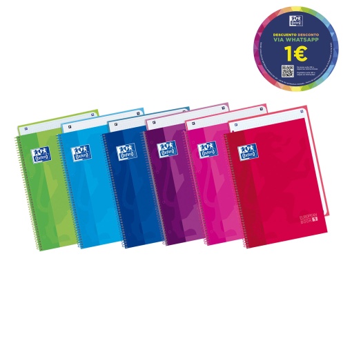 Caderno A4 Capa Dura Espiral OXFORD Classic Quadriculado 80 folhas 90g Sortido