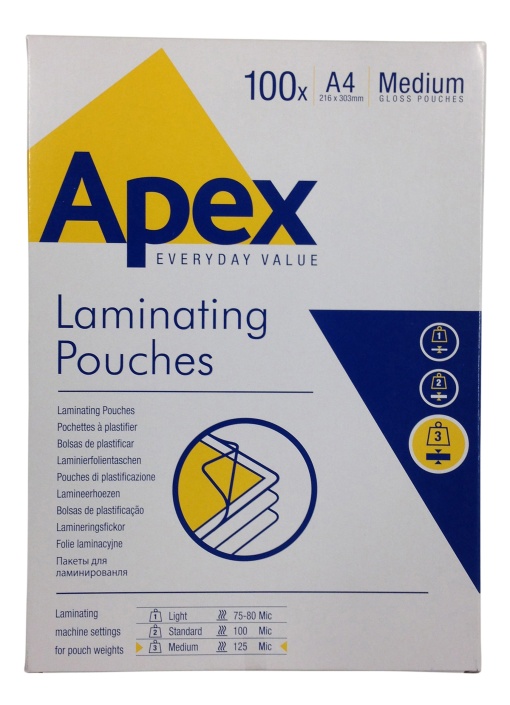 Bolsa de Plastificar A4 125mic APEX Brilho com 100