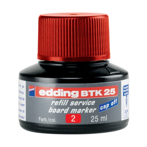 Tinta para Marcador de Quadro Branco EDDING BTK25 Vermelho 25ml