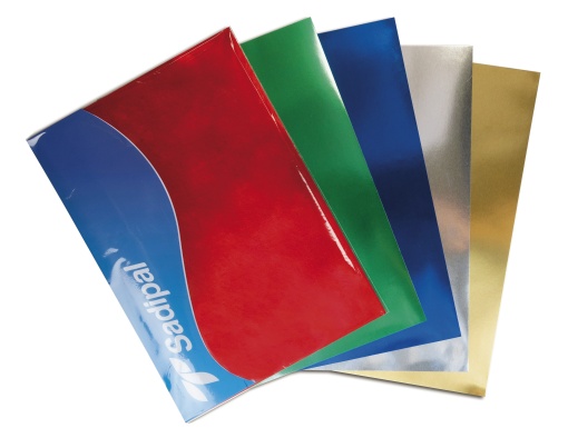 Cartolina metal SADIPAL A4 225g pack com 5 cores (vermelho, verde, azul, prateado, dourado)