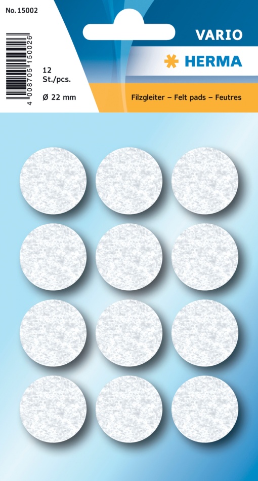 Feltro Anti-riscos Adesivos 22mm Branco 12 unidades HERMA