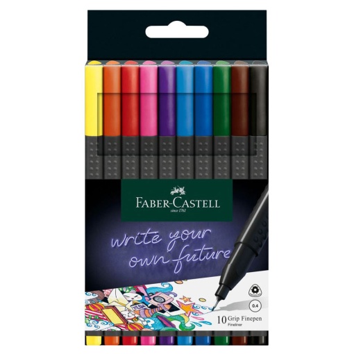 Fineliner FABER-CASTELL Black Edition Grip Finepen 0,4mm 10 Cores