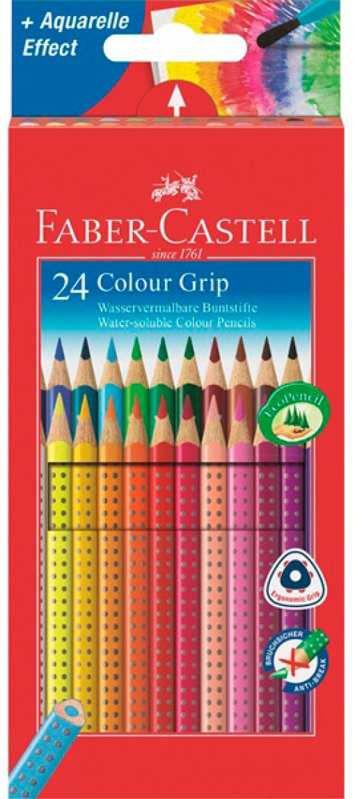 Lápis de Cor Aguarelável FABER-CASTELL Grip Efeito (24 unidades)