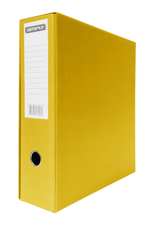 Pasta de Arquivo com Caixa SIMPLY A4 Comercial lombada de 80mm 2 Argolas Amarelo