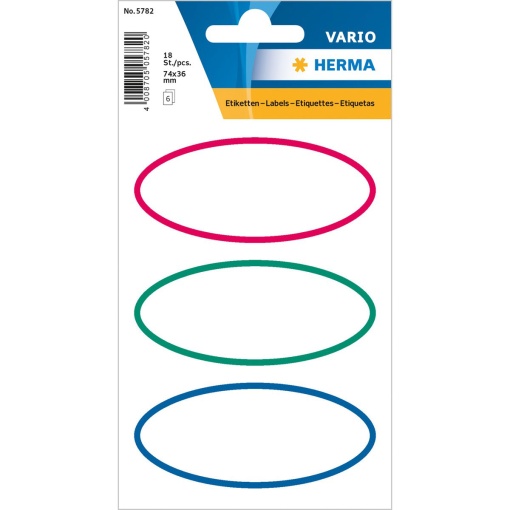 Etiquetas Adesivas 77x36mm Oval Branca 6 folhas 18 unidades HERMA
