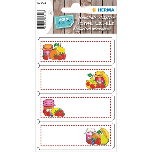 Etiquetas adesivas para cozinha 76x28mm frutos 4 folhas HERMA Home - 16 unidades