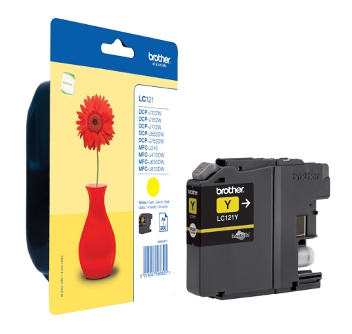 Tinteiro BROTHER LC121 Y Amarelo DCPJ522DW/DCPJ752DW 300 Páginas
