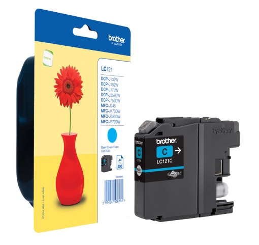 Tinteiro BROTHER LC121 C Azul DCPJ522DW/DCPJ752DW 300 Páginas