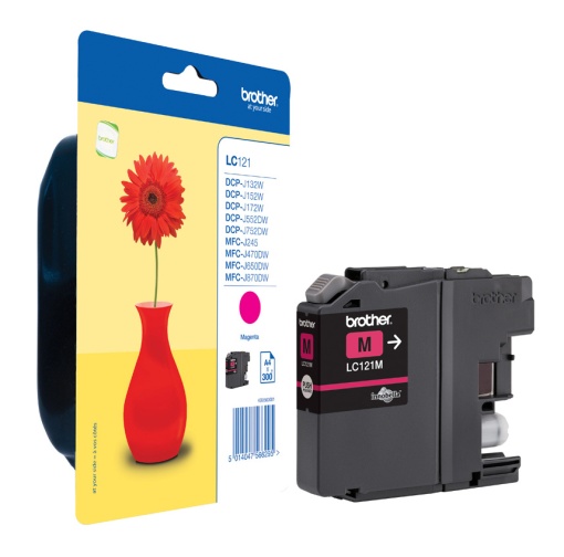 Tinteiro BROTHER LC121 M Magenta DCPJ522DW/DCPJ752DW 300 Páginas