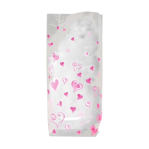 Saco Celofane Corações 14,5x23,5cm com 10