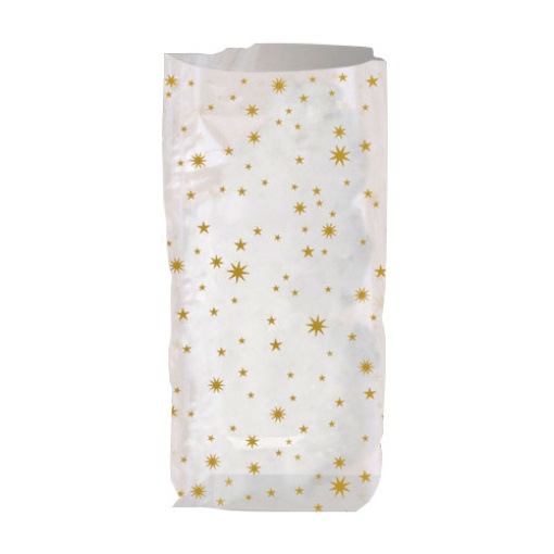 Saco Celofane Estrelas Douradas 18x30cm com 10
