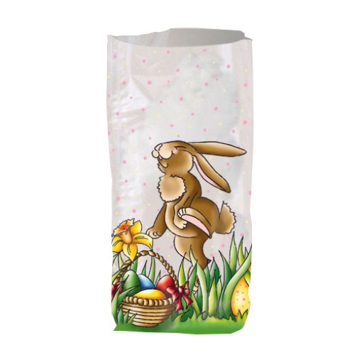 Saco celofane fantasia coelho de Páscoa 11,5x19cm 6090000 caixa com 10 unidades