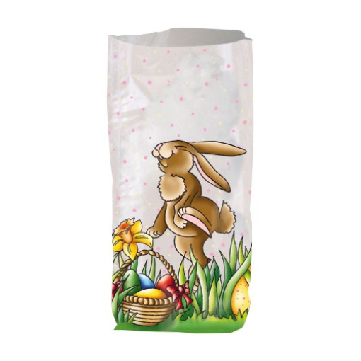 Saco celofane fantasia coelho de Páscoa 14,5x23,5cm 6100000 caixa com 10 unidades