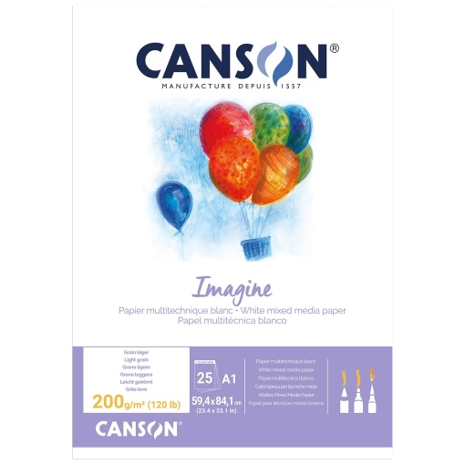 Bloco Mix Media CANSON Imagine A1 200g 25 folhas grão fino