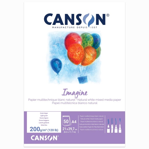 Bloco de Desenho CANSON Imagine Técnicas Mistas A4 200g 50 folhas Fino