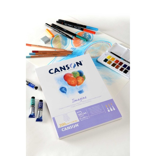 CANSON Imagine mixed media drawing pad, A4, 200g, soft grain, 50 sheets