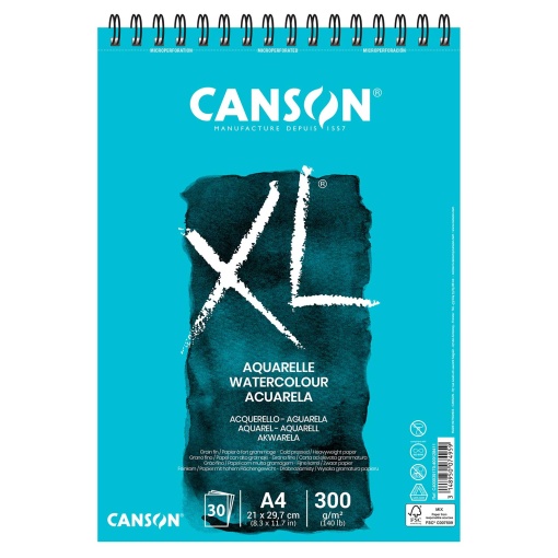 Bloco Aguarela Espiral CANSON XL A4 300g 30 folhas Fino