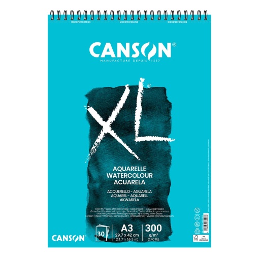Bloco Aguarela Espiral CANSON XL A3 300g 30 folhas Fino