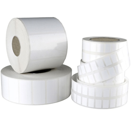 Thermal plastic labels in a roll, 30x15mm, glossy white - 1000 units