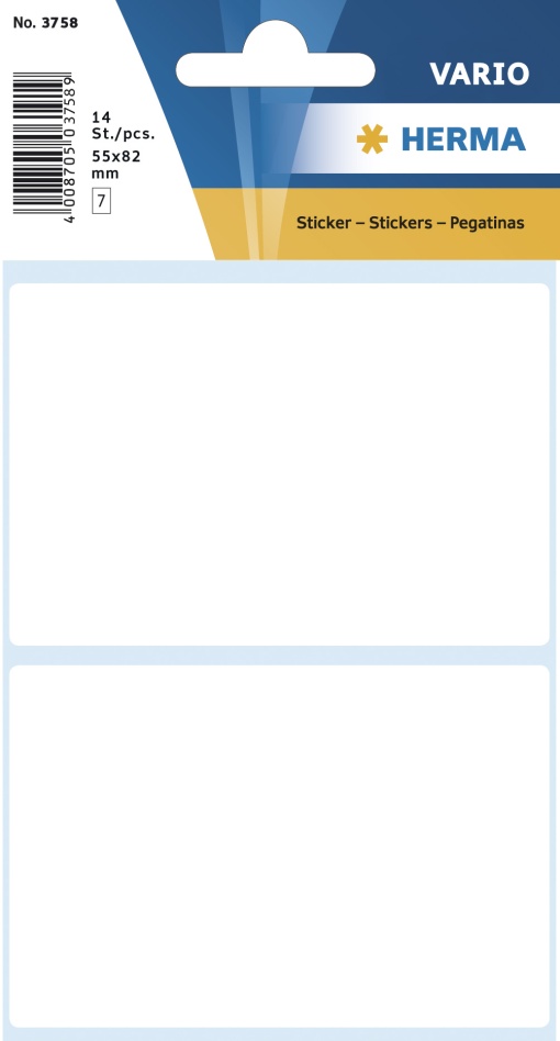 Etiquetas Adesivas 55x82mm Branco 7 folhas 14 unidades HERMA