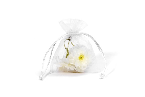 Saco Tecido Organza 9cm x 12cm Branco A53