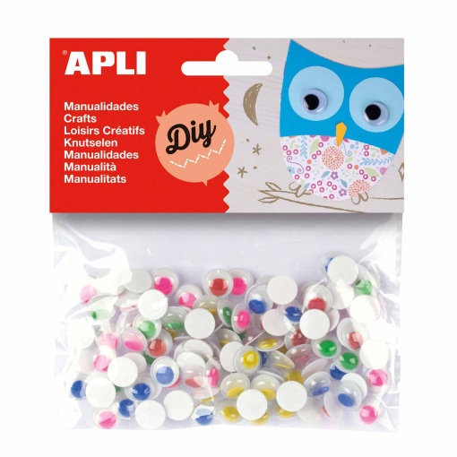 Olhos autocolantes 10mm 5 cores (100 unidades) APLI