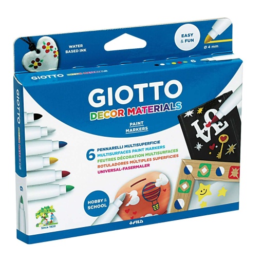 Caneta de feltro GIOTTO Decor Materials - 6 unidades